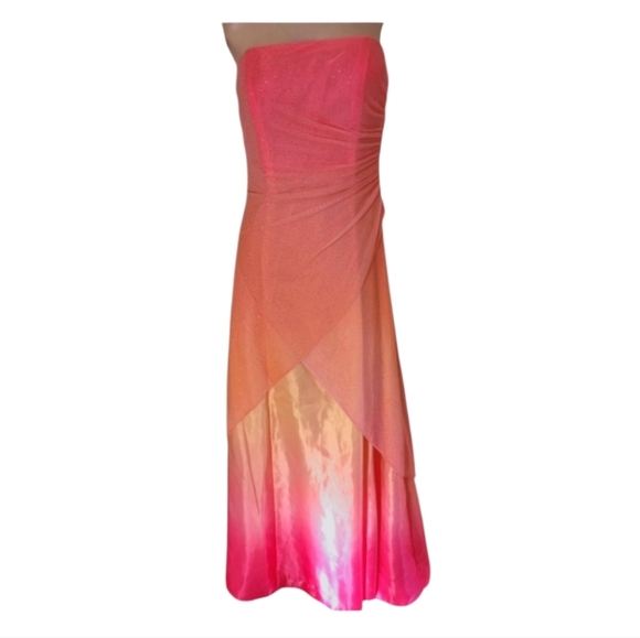 Jump Apparel Rainbow Sherbert Pink Orange Strapless Sparkle Dress Size 5/6 - Picture 1 of 16